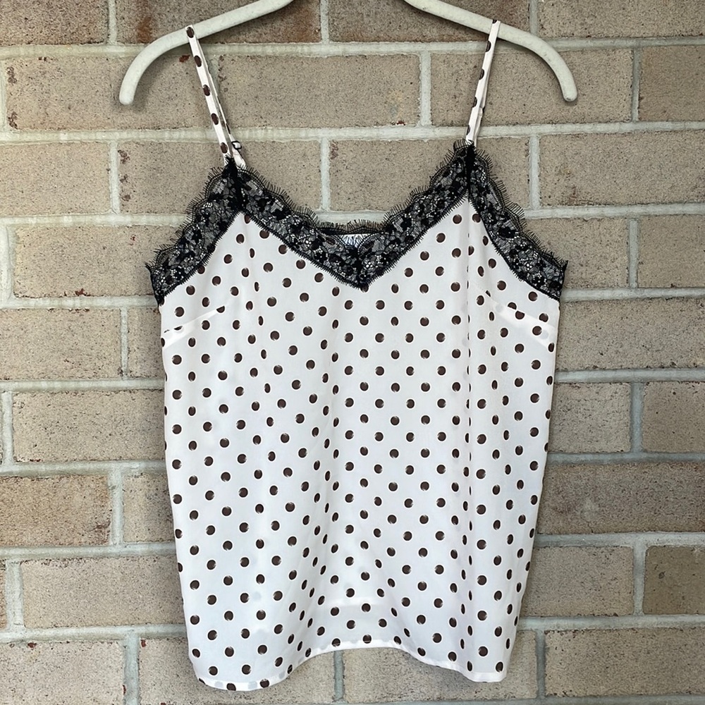 Topshop Polka Dot Lace Trim Cami